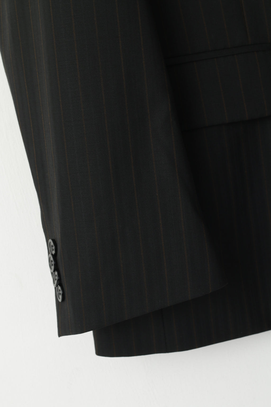 Michael Berger Collection Men 27 42 Blazer Black Striped Wool Single Breasted Jacket