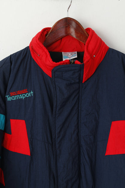 Van Hemert Veste XL pour homme Bleu marine Team Sport rembourrée avec fermeture éclair complète et capuche cachée