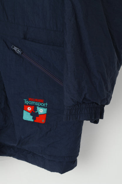 Van Hemert Veste XL pour homme Bleu marine Team Sport rembourrée avec fermeture éclair complète et capuche cachée