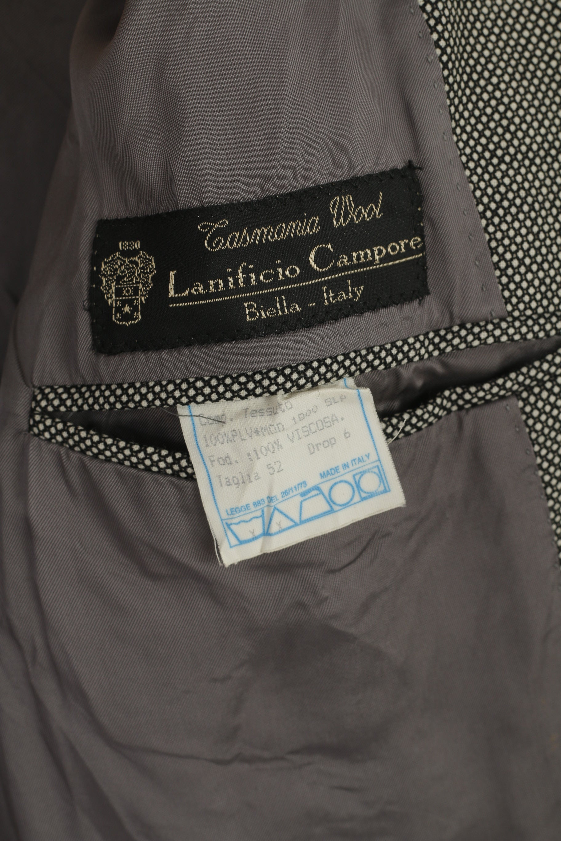 Lanificio Campore Men 52 42 Blazer Gray Wool Italy Napoli Single Breasted Vintage Jacket
