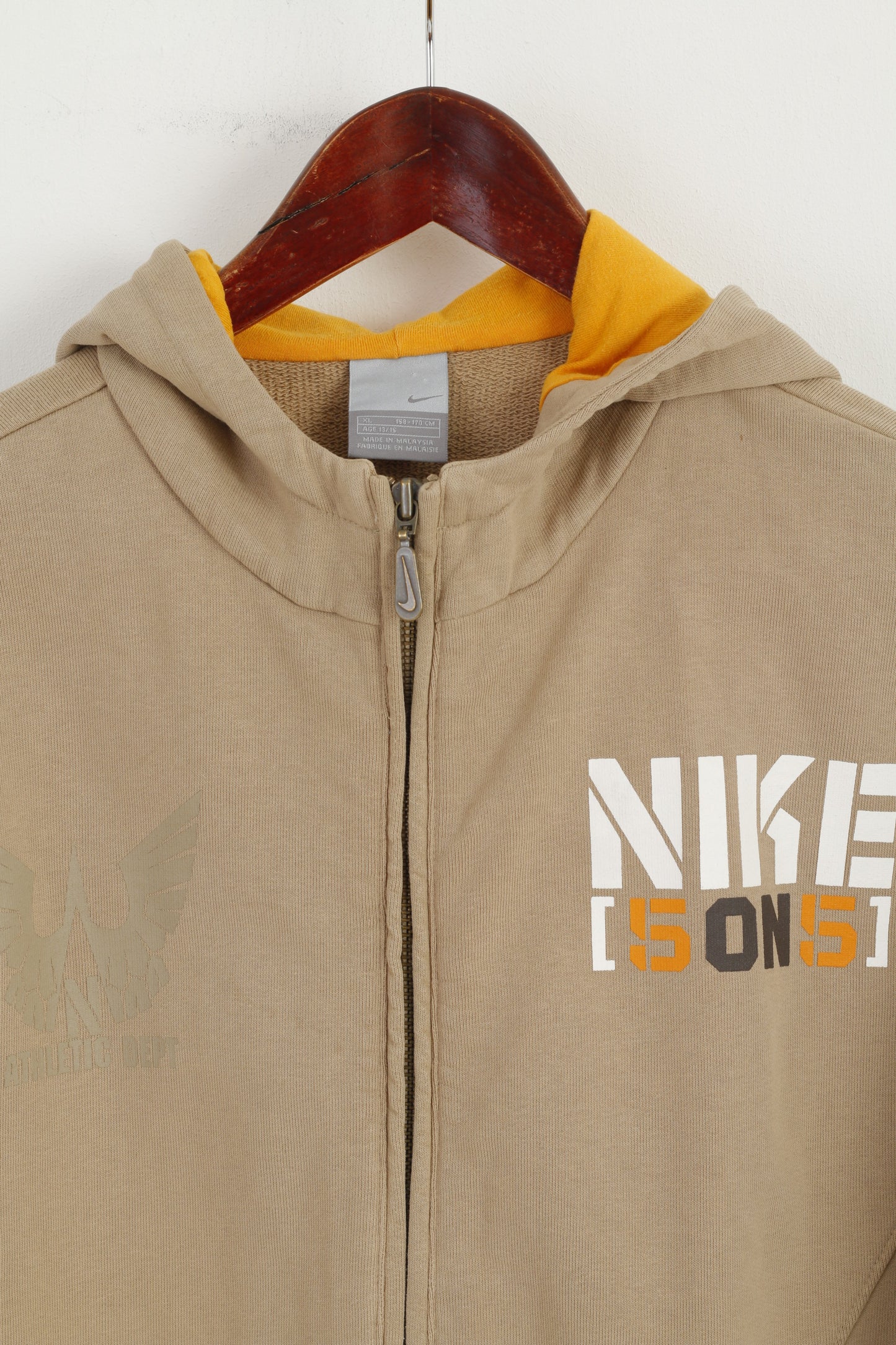 Nike Boys 13/15 Age 158-170 Sweatshirt Beige Cotton Air Force 1 Zip Up Hoodie