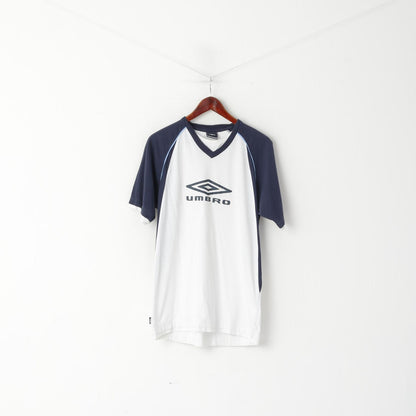 T-shirt Umbro da uomo L Top sportivo girocollo in cotone bianco con logo