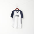 Umbro Men L T- Shirt White Cotton Logo Crew Neck Sport Top