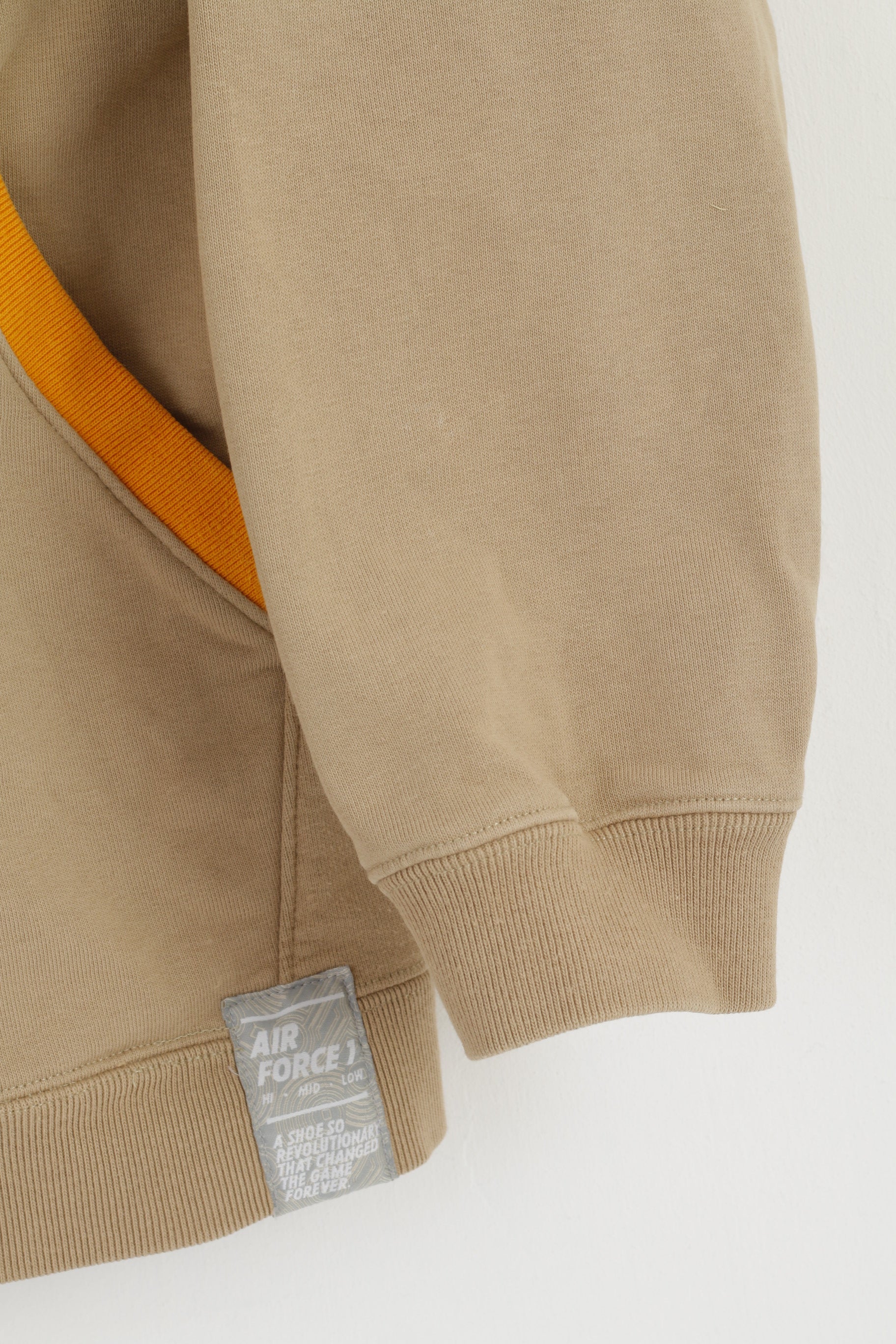 Nike Boys 13/15 Age 158-170 Sweatshirt Beige Cotton Air Force 1 Zip Up Hoodie