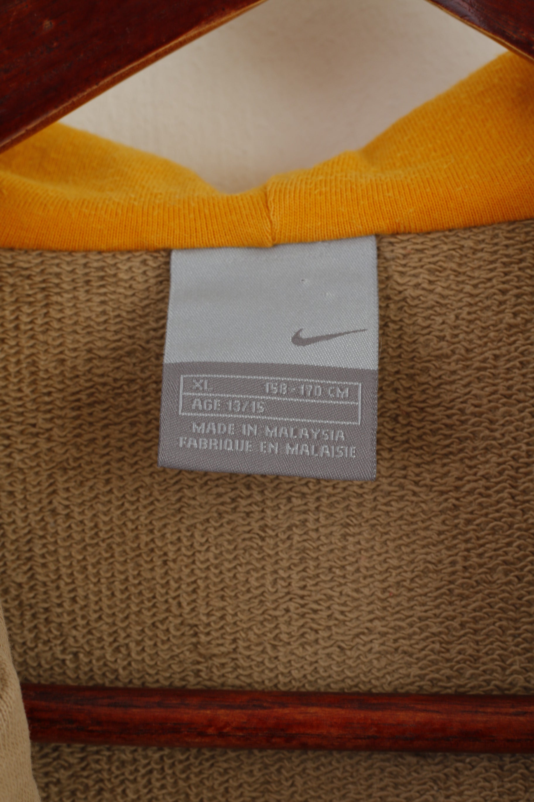 Nike Boys 13/15 Age 158-170 Sweatshirt Beige Cotton Air Force 1 Zip Up Hoodie