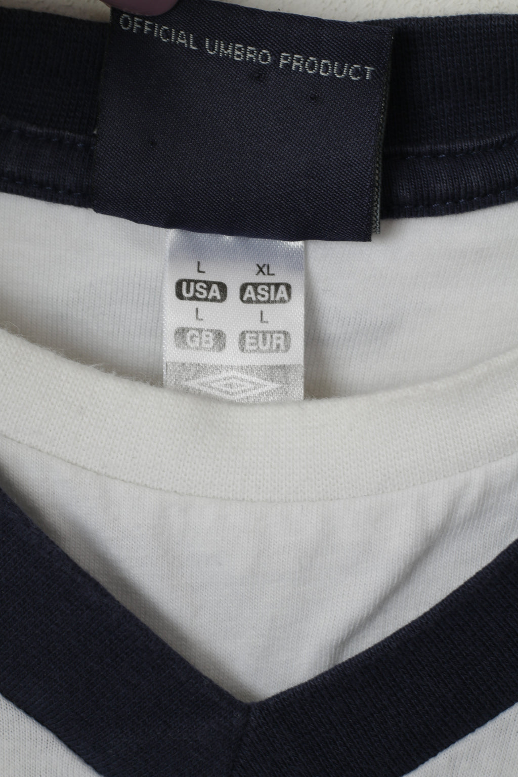 Umbro Men L T-Shirt Blanc Coton Logo Ras Du Cou Sport Top