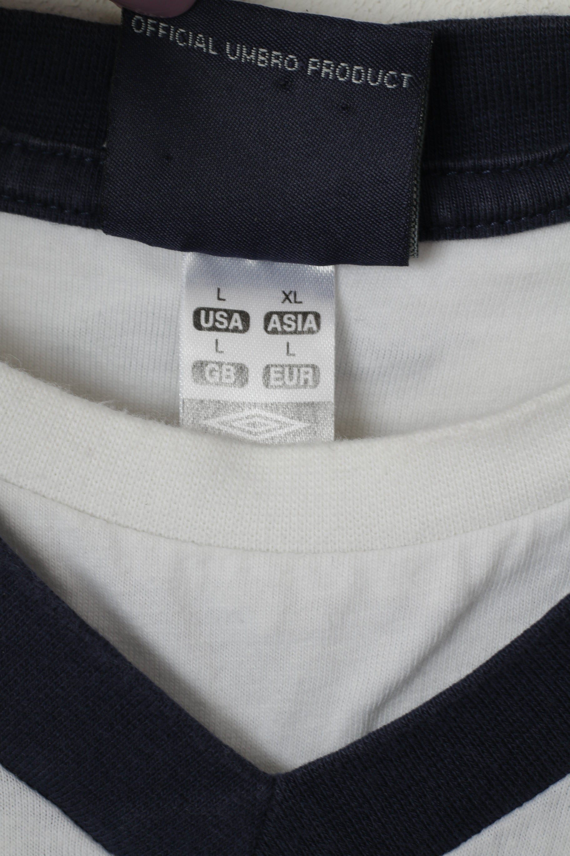 T-shirt Umbro da uomo L Top sportivo girocollo in cotone bianco con logo