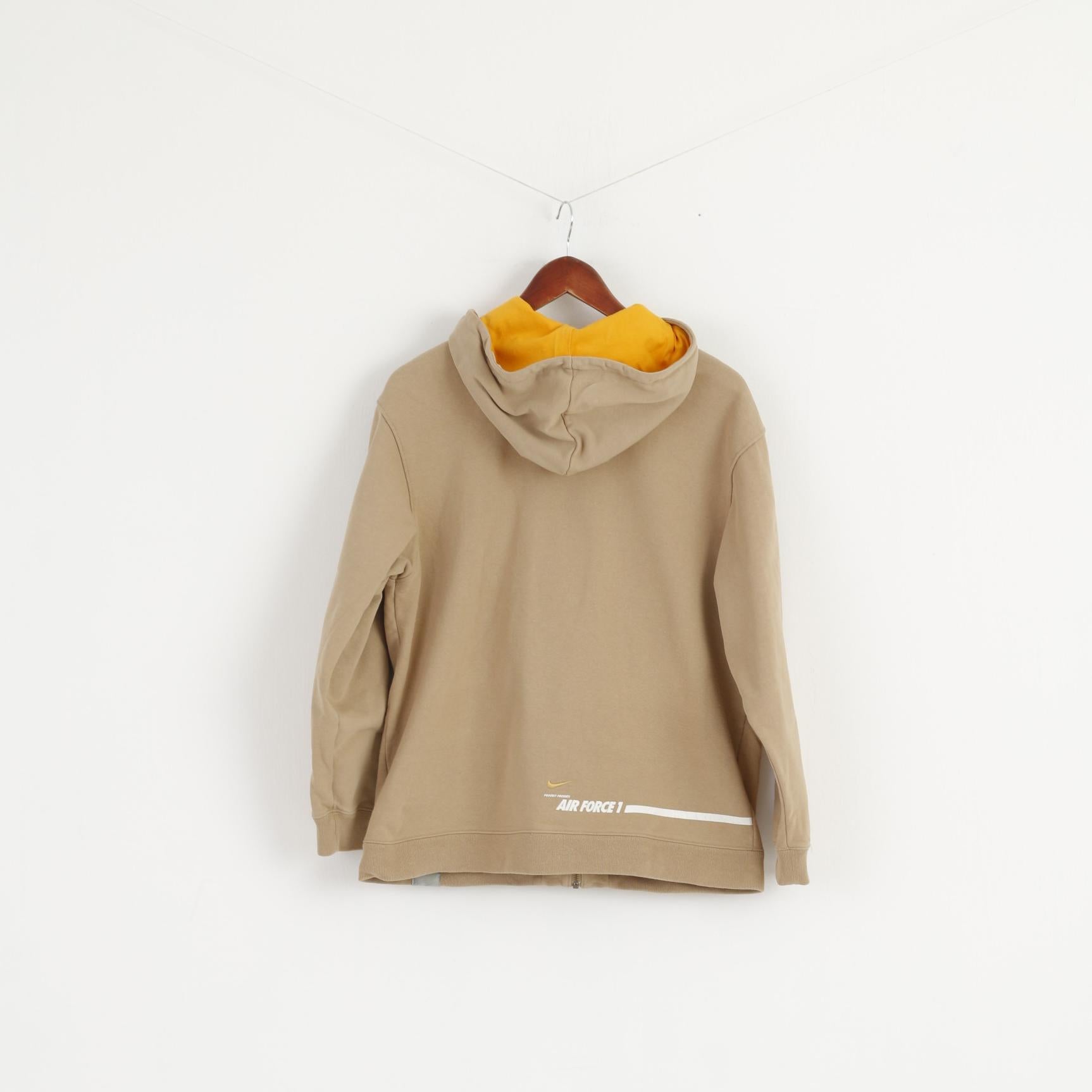 Nike Boys 13/15 Age 158-170 Sweatshirt Beige Cotton Air Force 1 Zip Up Hoodie