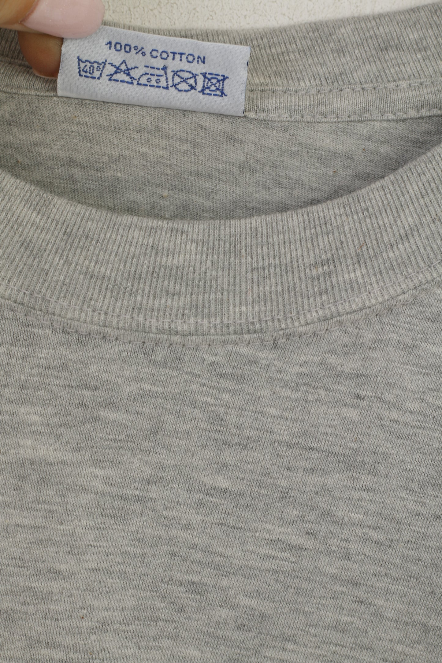 Sergio Tacchini Hommes XXL T-Shirt Gris Coton Long Haut Logo Graphique Haut