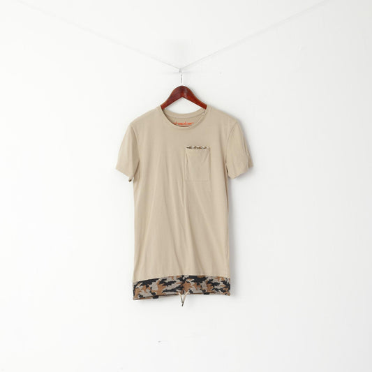 T-shirt da uomo Chapter S Top girocollo con coulisse in cotone beige con aggiornamento dello stato dell'umore