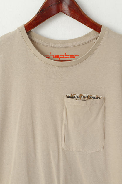 T-shirt da uomo Chapter S Top girocollo con coulisse in cotone beige con aggiornamento dello stato dell'umore