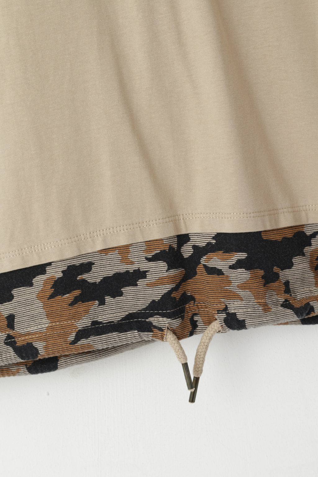 Chapter Men S T-Shirt Beige Cotton Mood Status Update Drawstring Crew Neck Top