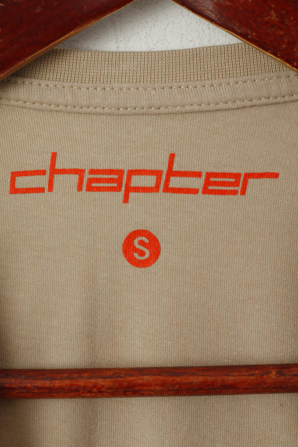 Chapter Men S T-Shirt Beige Cotton Mood Status Update Drawstring Crew Neck Top