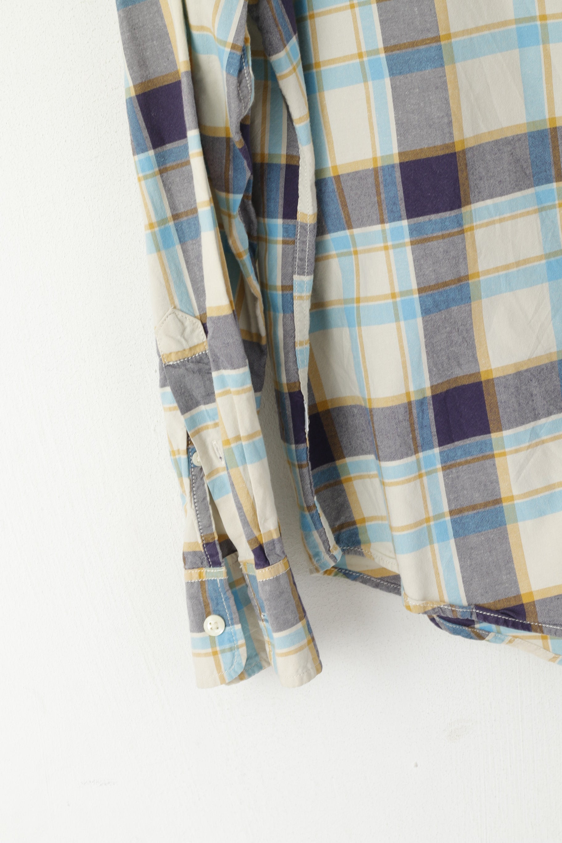 Levi's Men L Casual Shirt Blue Check Standrad Fit Long Sleeve Vintage Top