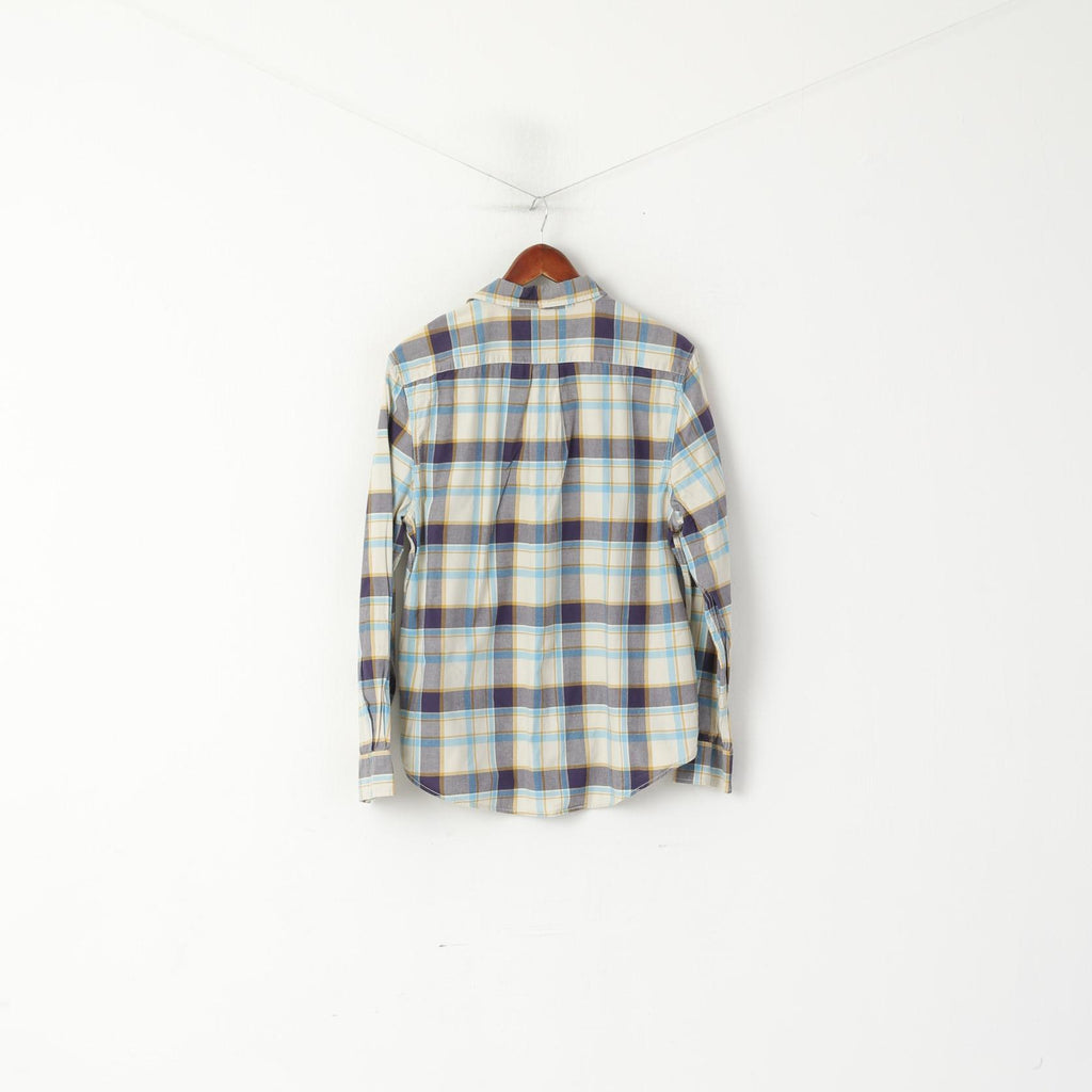 Levi's Men L Casual Shirt Blue Check Standrad Fit Long Sleeve Vintage Top