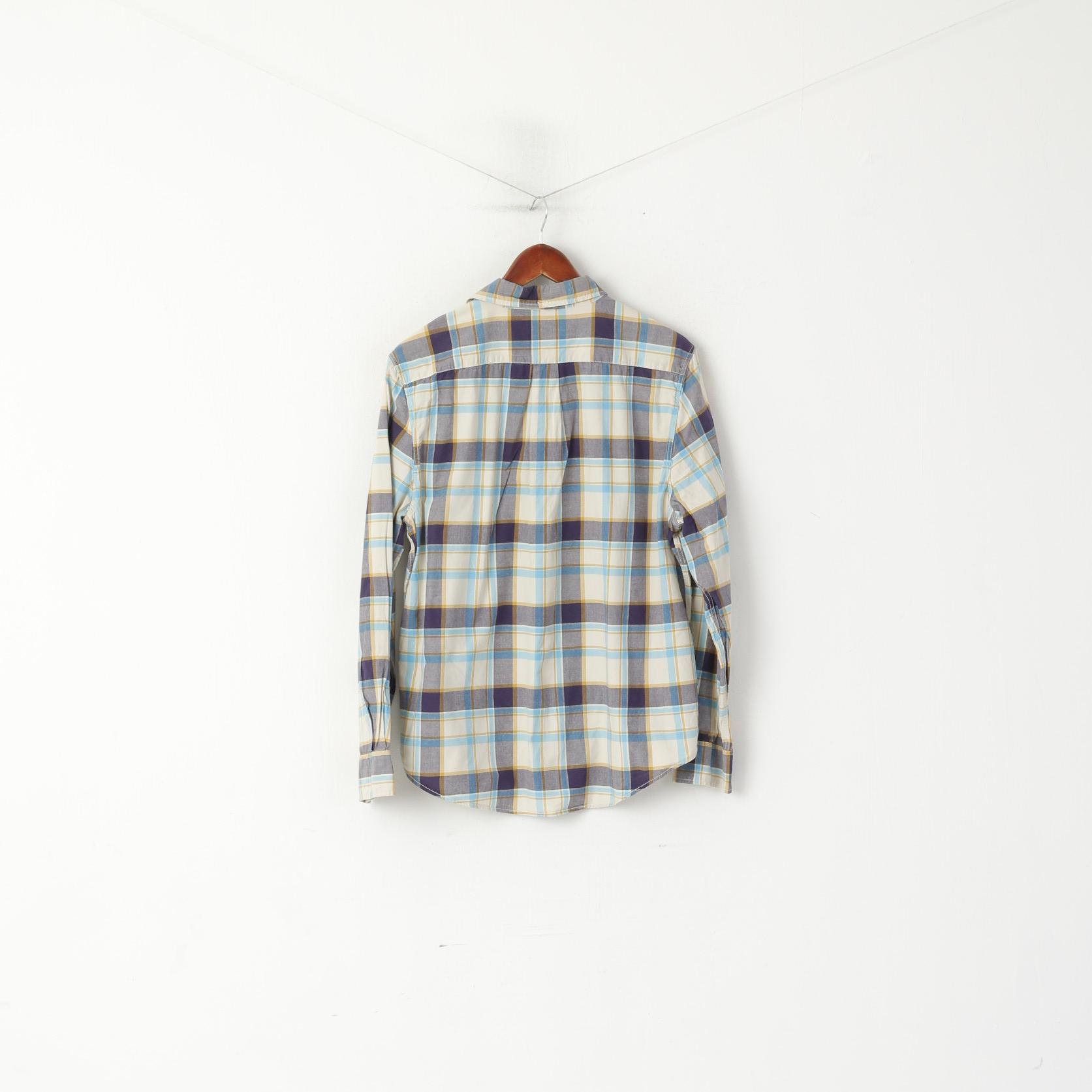 Levi's Men L Casual Shirt Blue Check Standrad Fit Long Sleeve Vintage Top