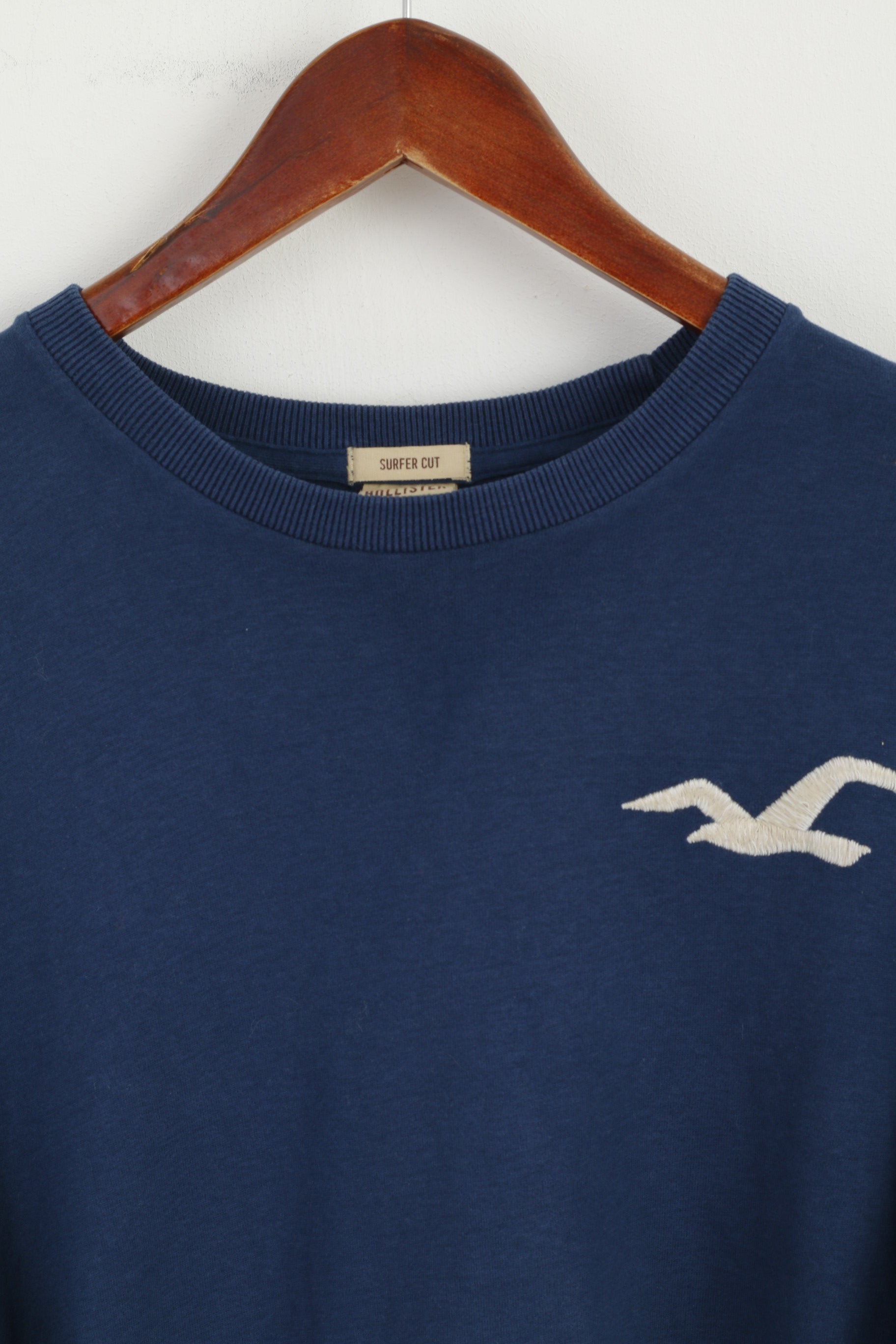 Maglia Hollister California da uomo a maniche lunghe in cotone blu con taglio surfista