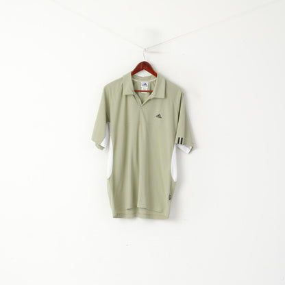 Adidas Men 52 L Polo Shirt Beige Vintage 2001 Climalite Short Sleeve Sport Top