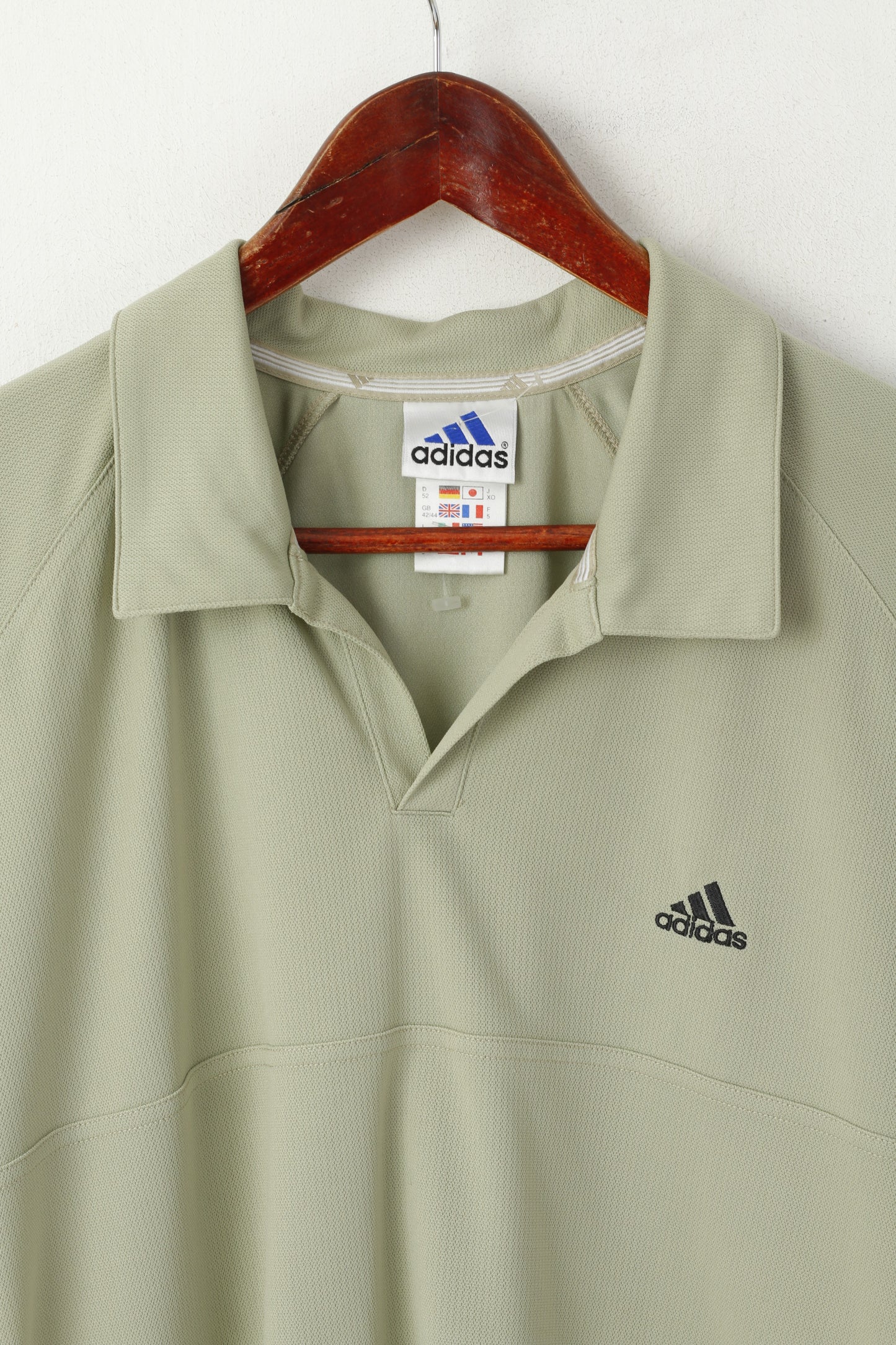 Adidas Men 52 L Polo Shirt Beige Vintage 2001 Climalite Short Sleeve Sport Top