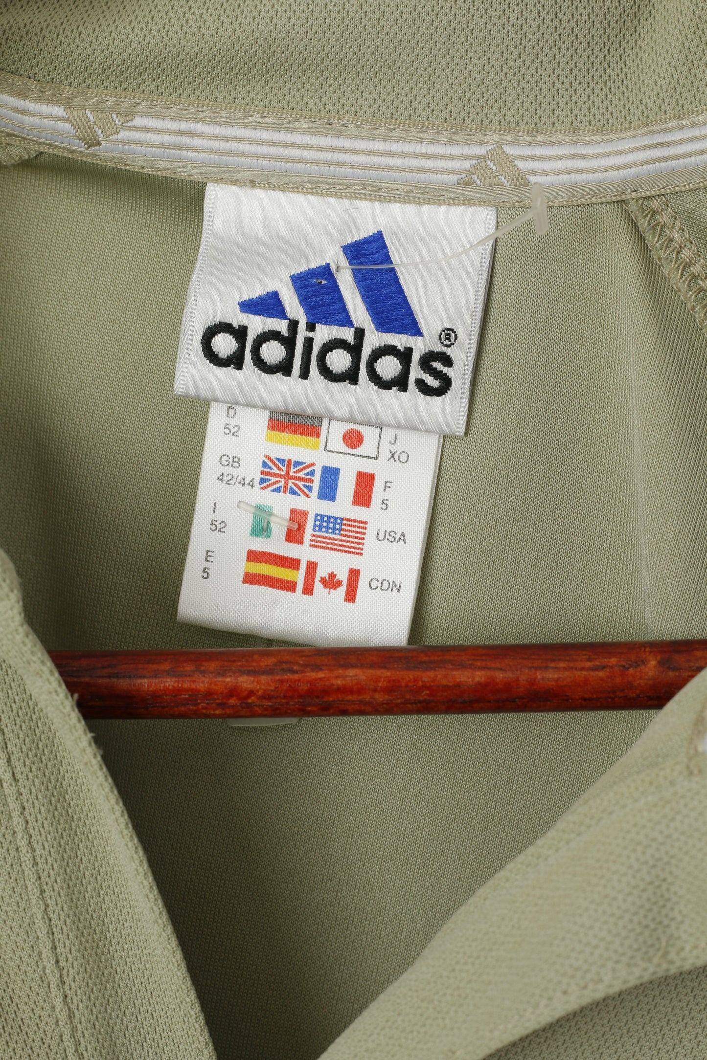 Adidas Homme 52 L Polo Beige Vintage 2001 Climalite Haut de Sport à Manches Courtes