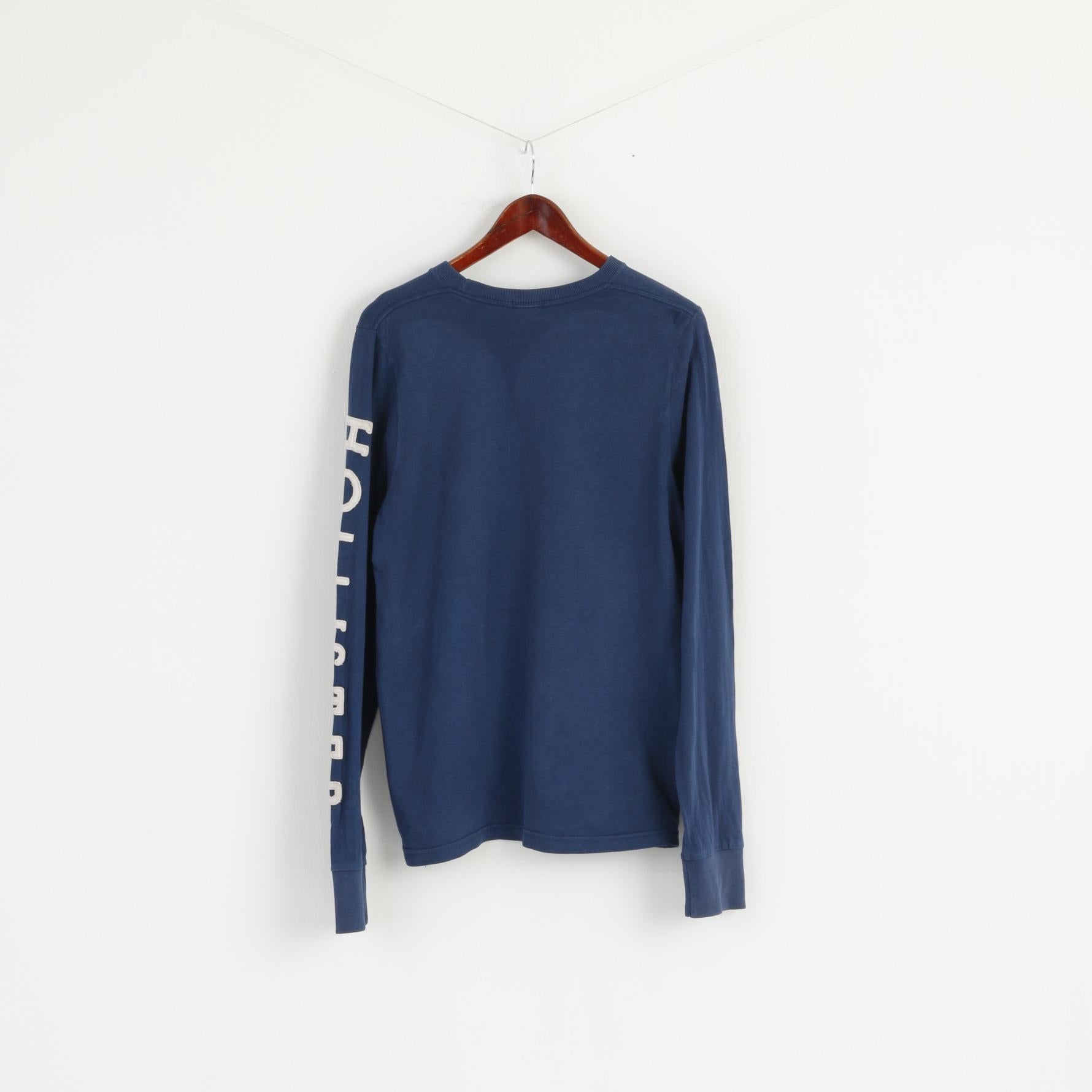 Maglia Hollister California da uomo a maniche lunghe in cotone blu con taglio surfista