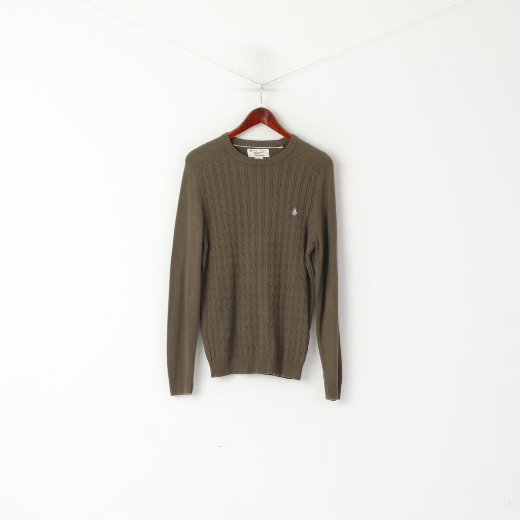 Maglione Penguin da uomo, maglione elasticizzato classico lavorato a maglia in cotone kaki