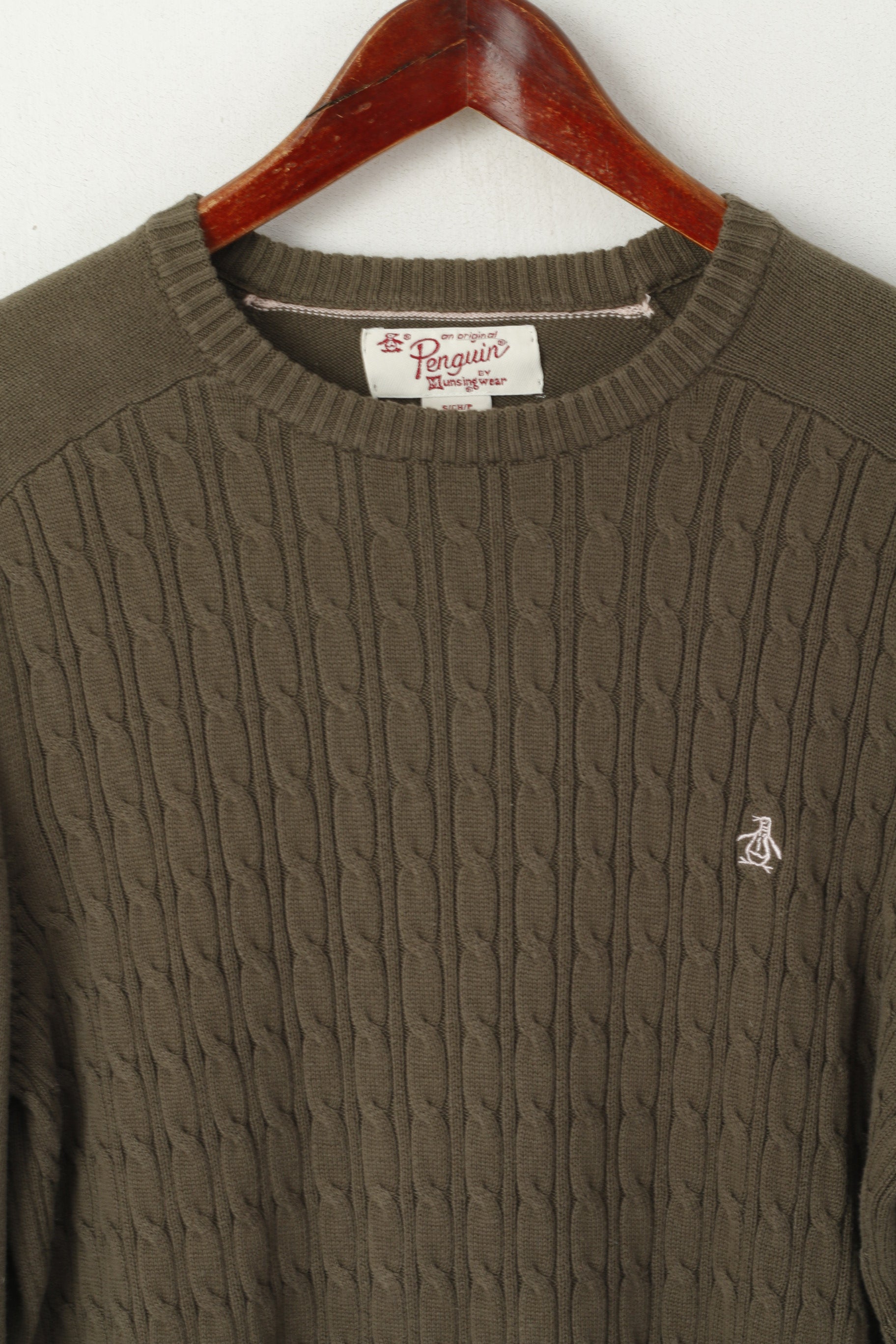 Maglione Penguin da uomo, maglione elasticizzato classico lavorato a maglia in cotone kaki