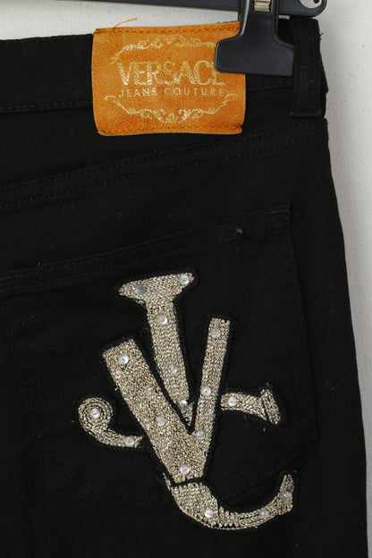 Versace Jeans Couture Femme 31 Pantalon Pantalon décontracté droit stretch en coton noir