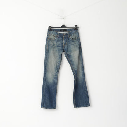 Levi's Uomo W 30 L 32 Pantaloni Jeans Mid Blue 507 Slim Boot Cotton Classic
