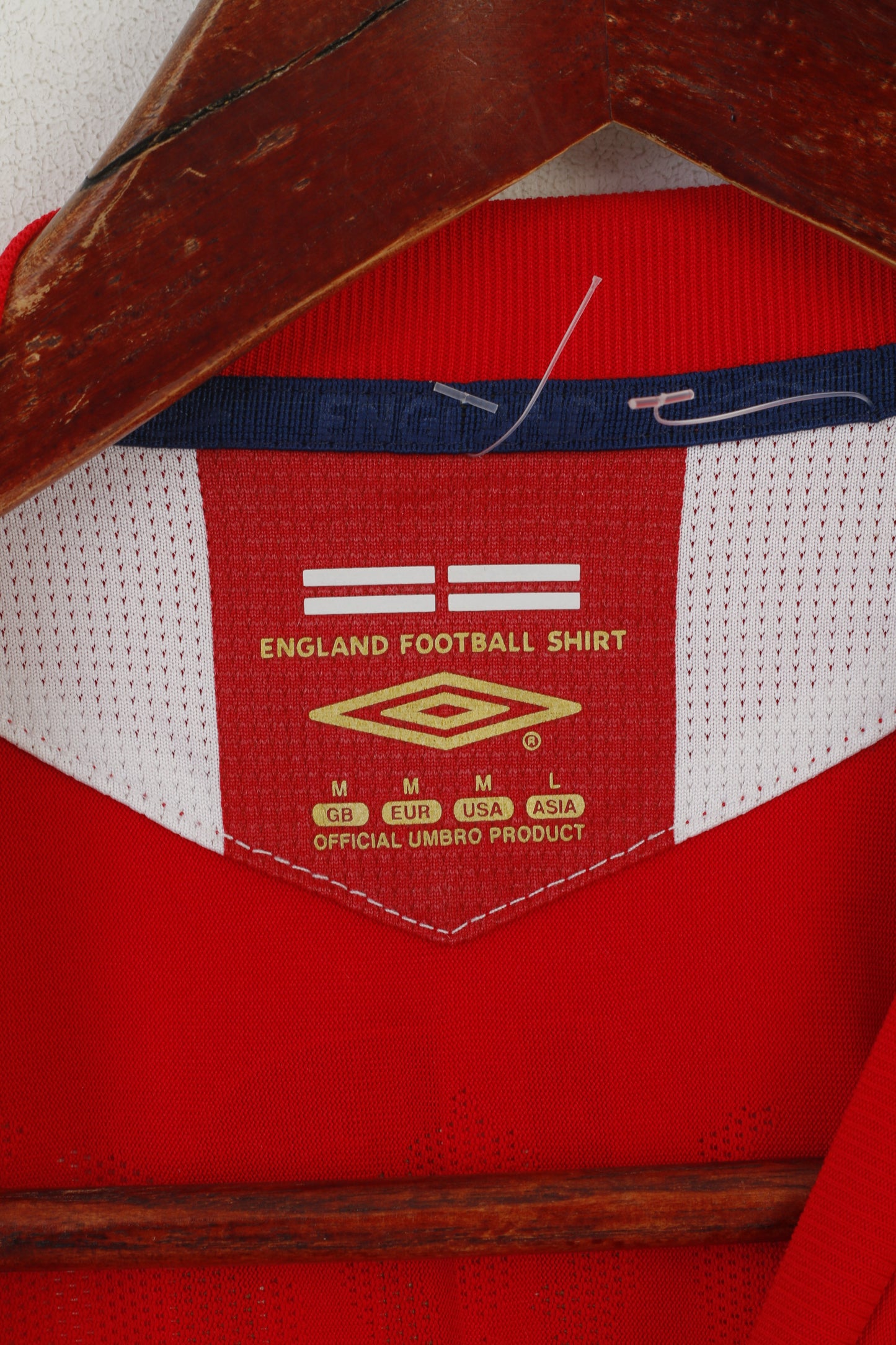 Umbro Hommes M Chemise Rouge Angleterre National Football Team JD #4 Kick Off 2006 Jersey Top