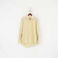 T.M Lewin Men 17.5 34.5 XXL Formal Shirt Yellow Cotton Striped Cuff Finest Two-Fold Top