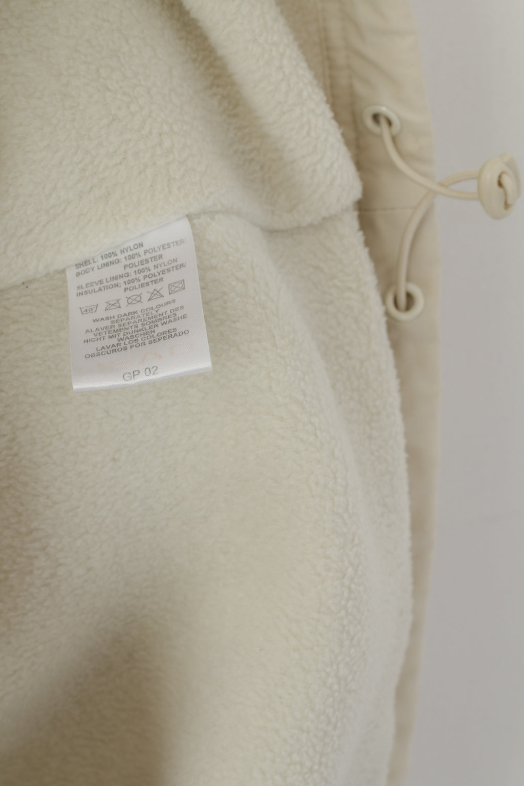 Head Men L Jacket Beige Vintage Fleece Lined Nylon Winter Pockets Full Zipper Top