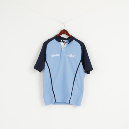 KooGa Hommes M Chemise Bleu Fait Pour Rugby Sharks #14 Coton Manches Courtes Stretch Top
