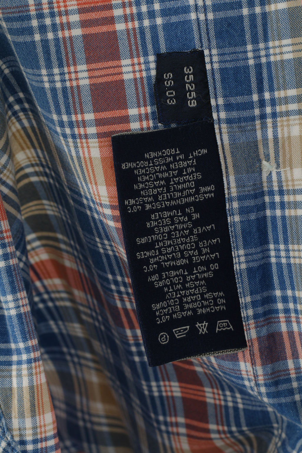 Gant Men L Casual Shirt Blue Check Key West Indigo Sport Fit Short Sleeve Top