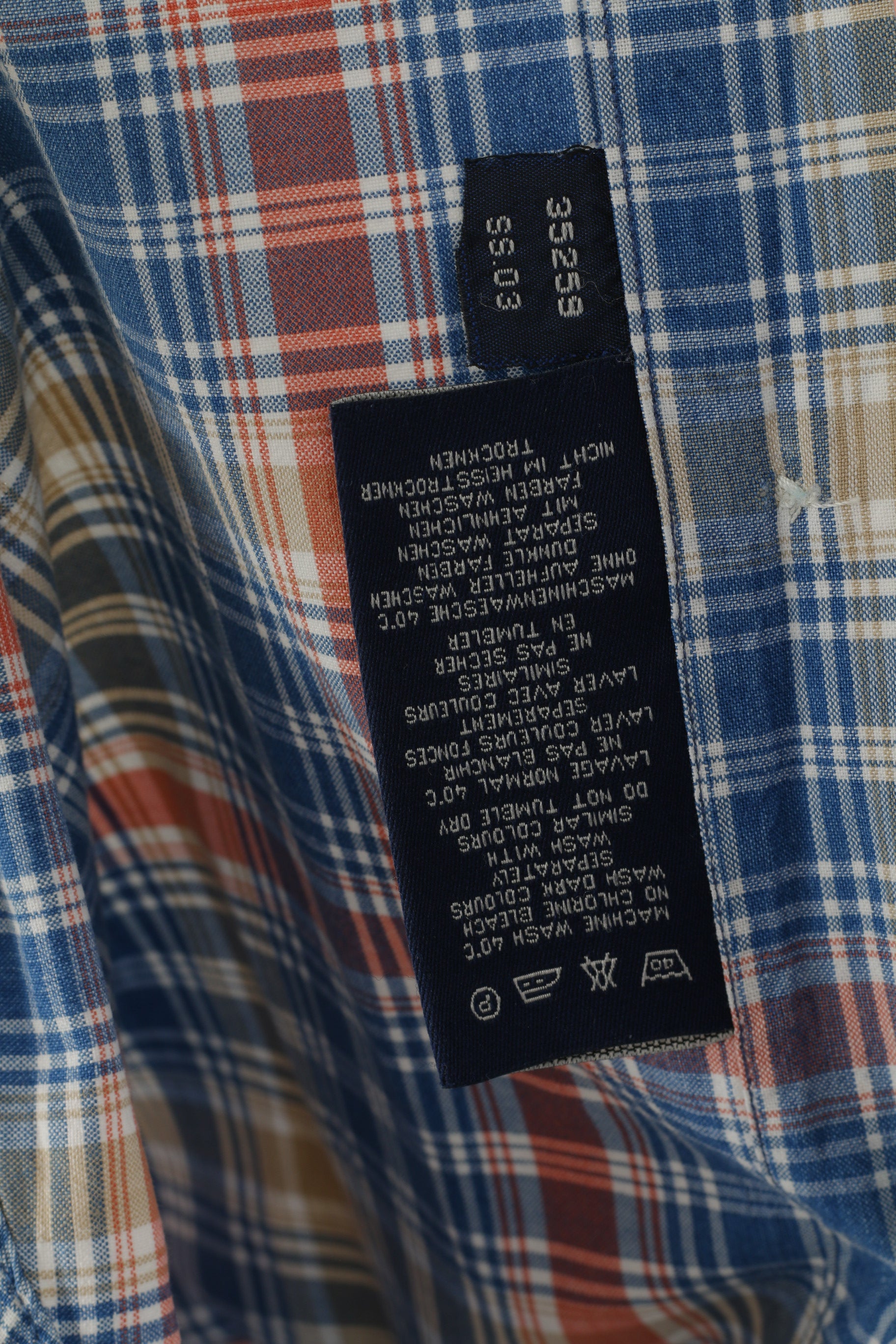 Gant Men L Casual Shirt Blue Check Key West Indigo Sport Fit Short Sleeve Top
