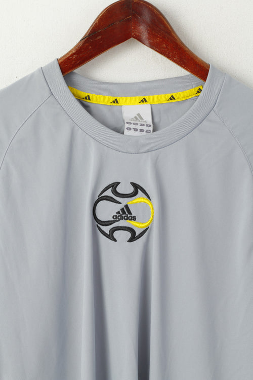 Adidas Men S Shirt Grey Sport Vintage Training Football Climalite Activewear Jersey Top