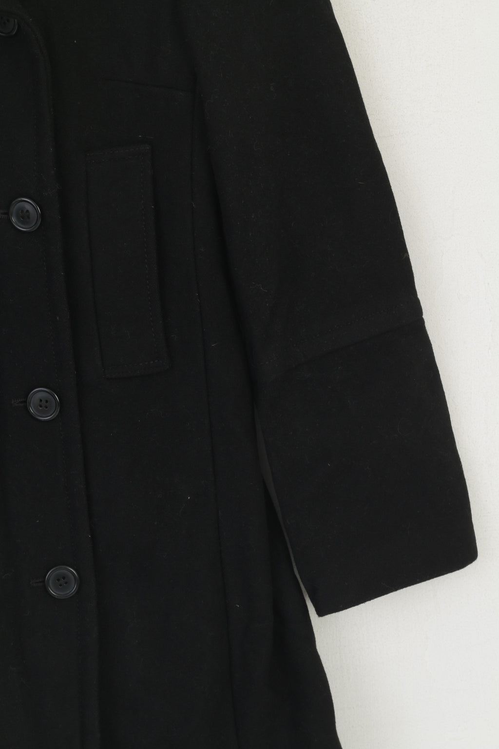 Cappotto United Colors Of Benetton Donna Anni 40 Cappotto Nero Lana Doppio Petto Vintage