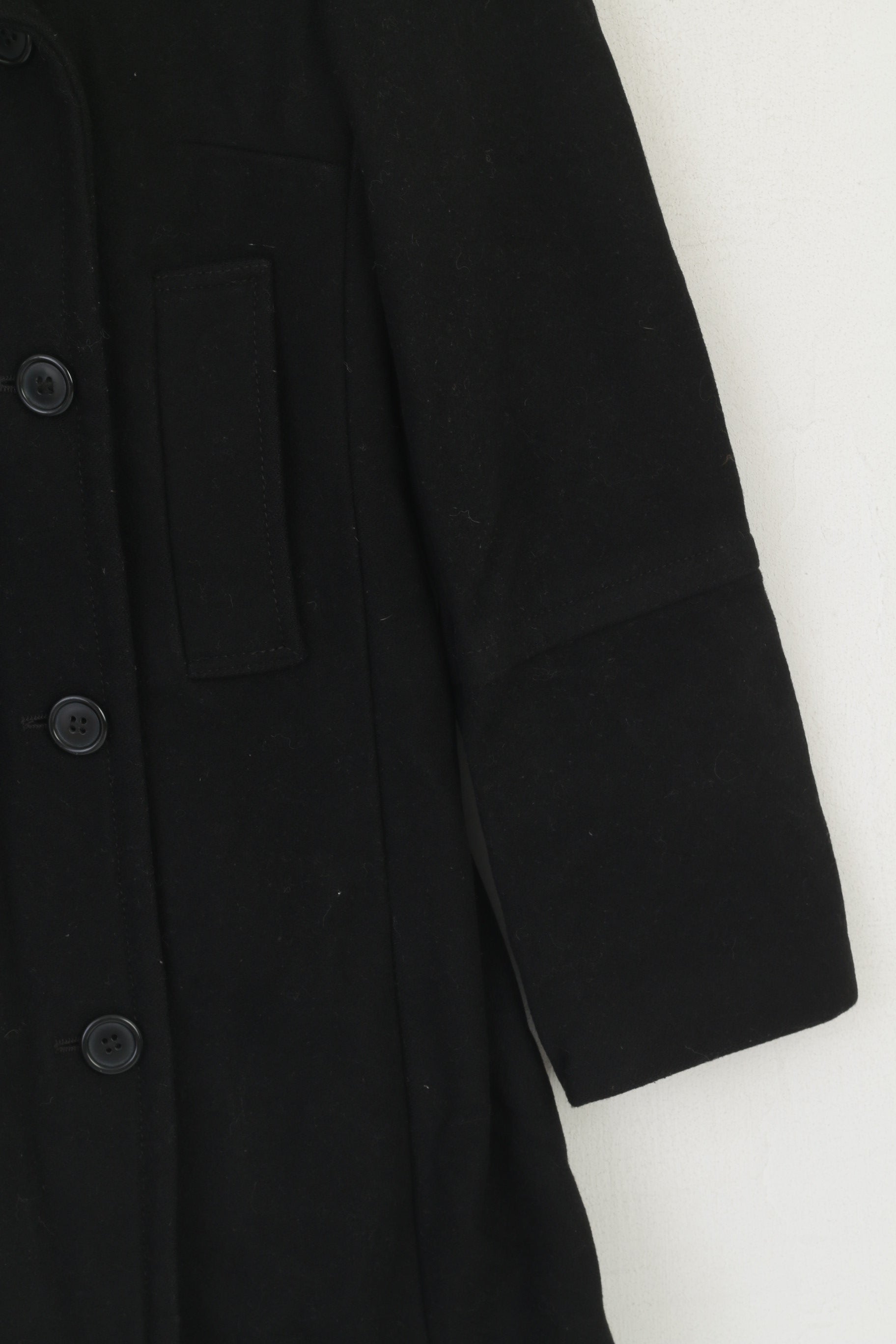 Cappotto United Colors Of Benetton Donna Anni 40 Cappotto Nero Lana Doppio Petto Vintage