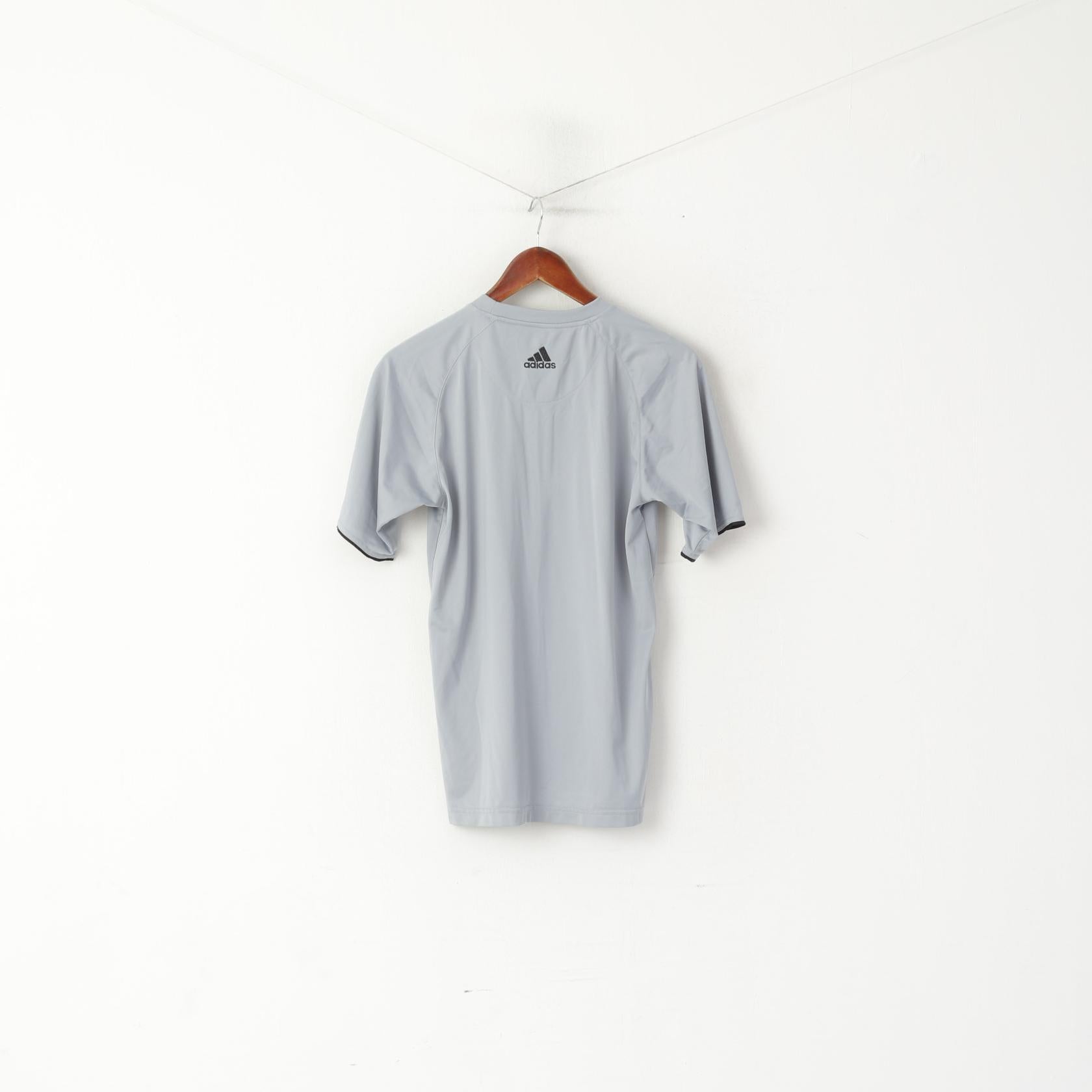 Adidas Men S Shirt Grey Sport Vintage Training Football Climalite Activewear Jersey Top