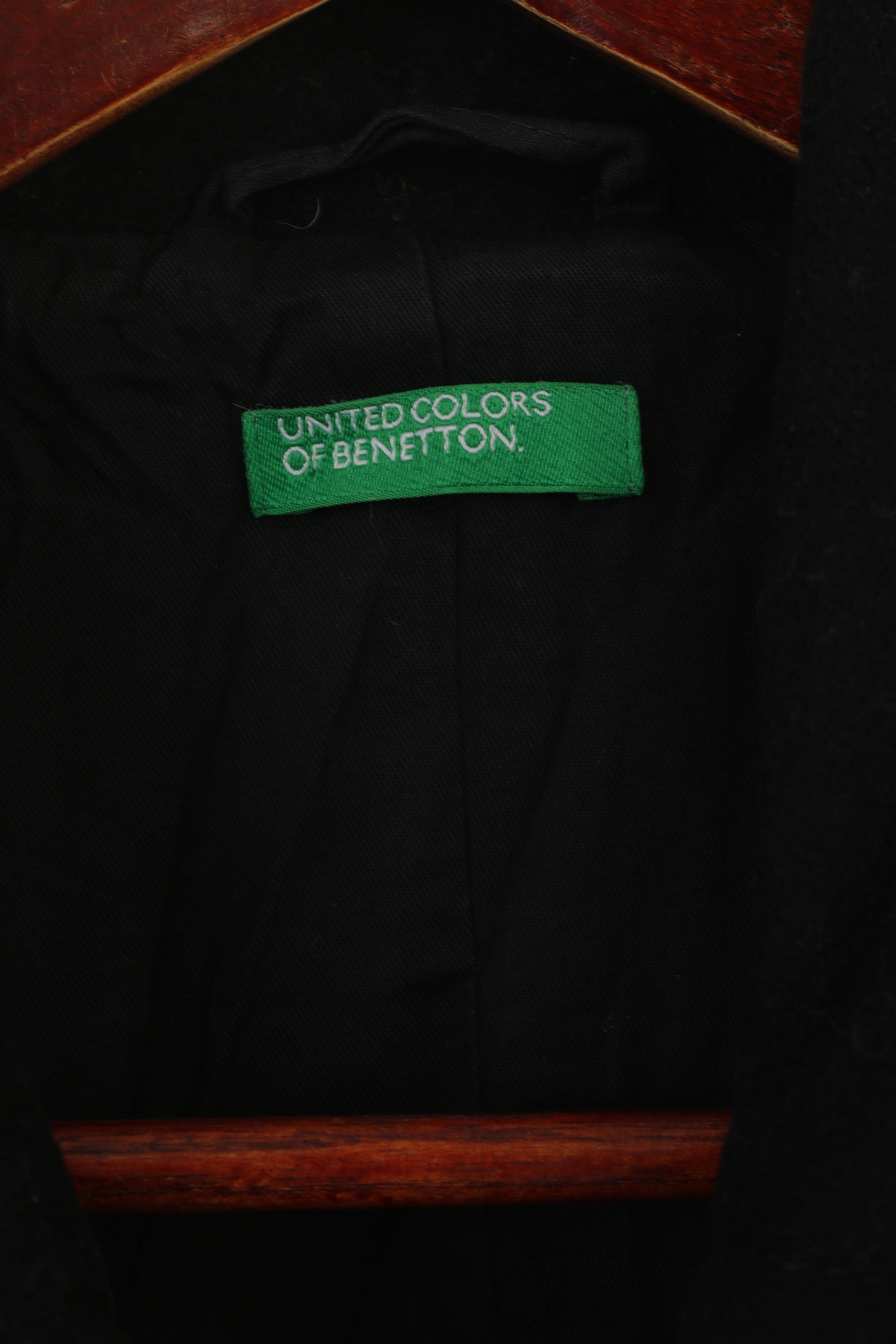 Cappotto United Colors Of Benetton Donna Anni 40 Cappotto Nero Lana Doppio Petto Vintage