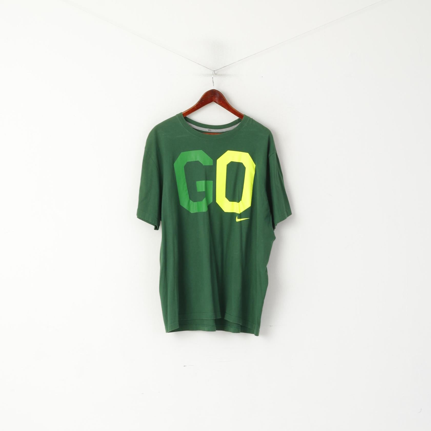 Nike Homme XXL T-shirt Vert Coton Athletic Dept Coupe Standard Go Faster Top