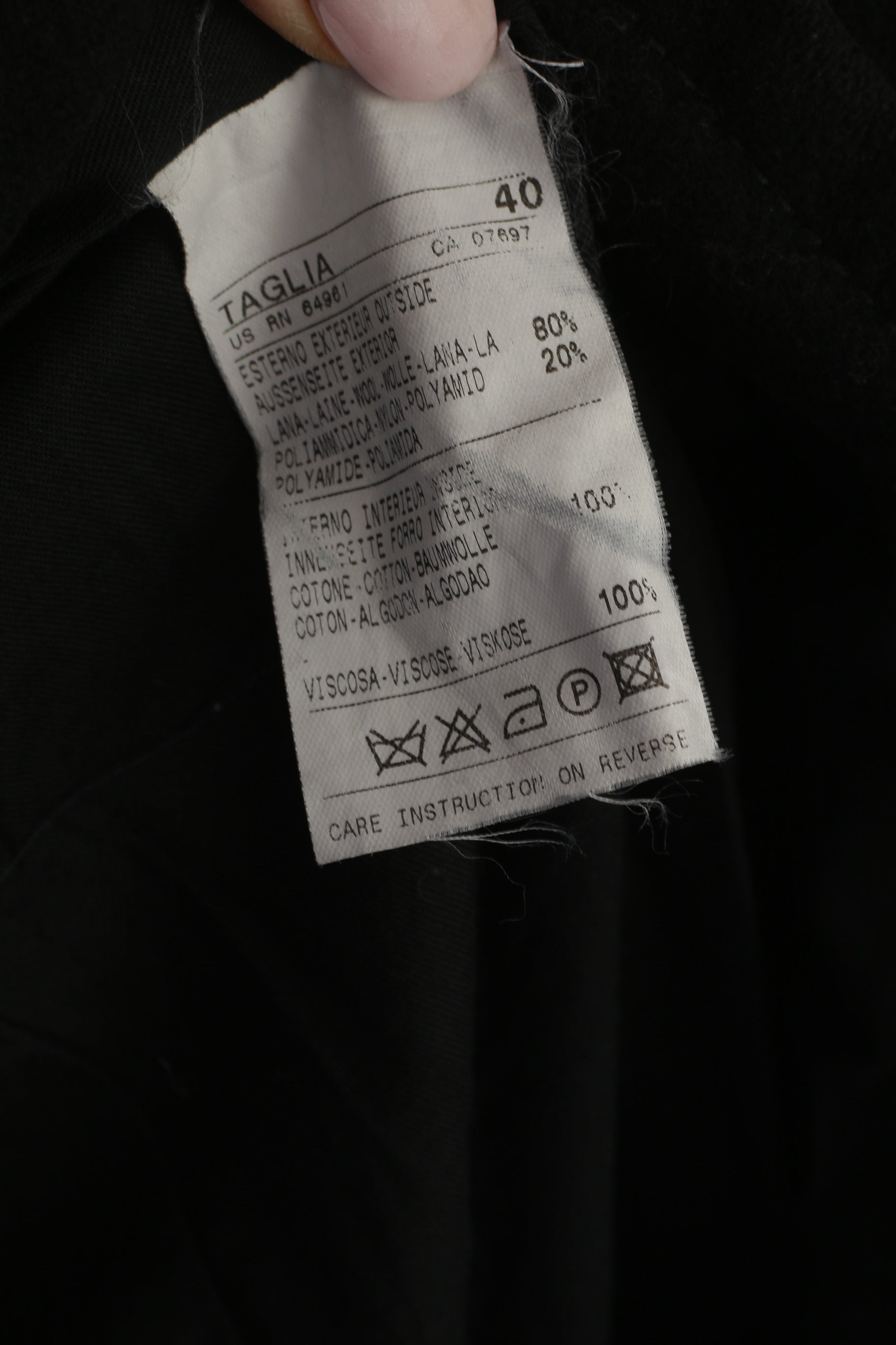 Cappotto United Colors Of Benetton Donna Anni 40 Cappotto Nero Lana Doppio Petto Vintage