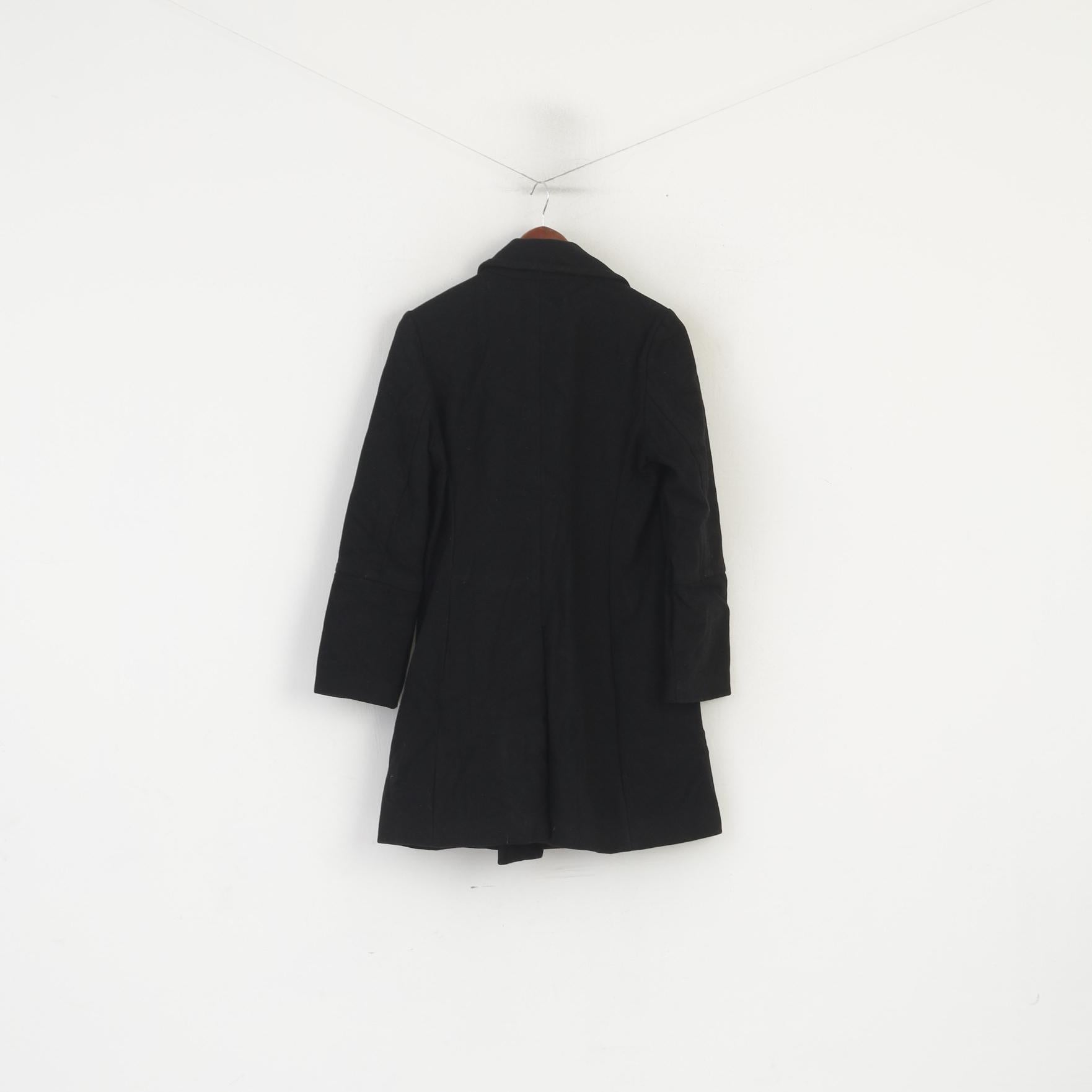 Cappotto United Colors Of Benetton Donna Anni 40 Cappotto Nero Lana Doppio Petto Vintage