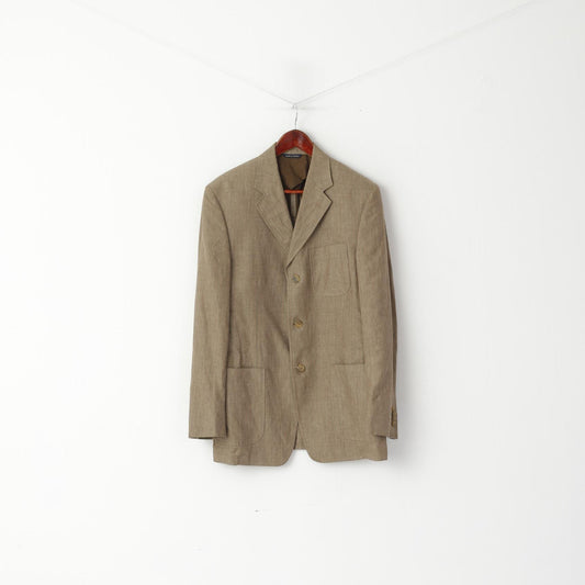 Banana Republic Uomo 40 Blazer Marrone Giacca monopetto a righe 100% lino