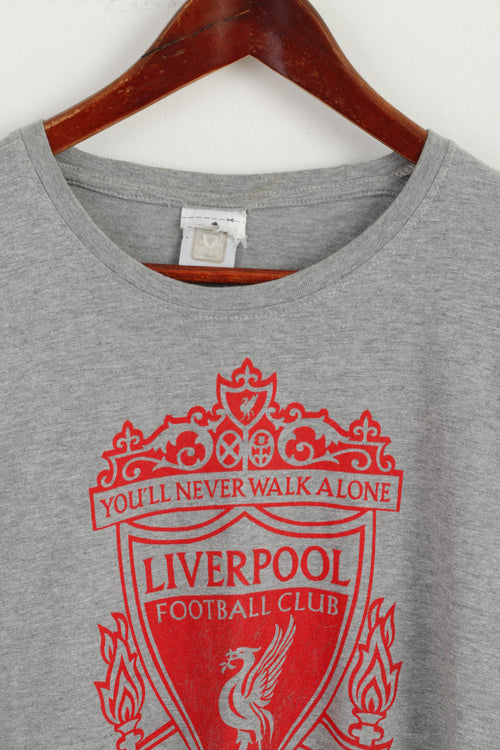 Adidas Hommes M T-Shirt Gris Graphique Liverpool Football Coton Haut à Manches Courtes