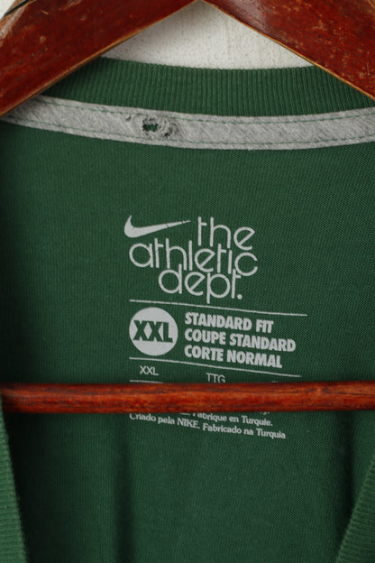 Nike Men XXL T- Shirt Green Cotton Athletic Dept Standard Fit Go Faster Top