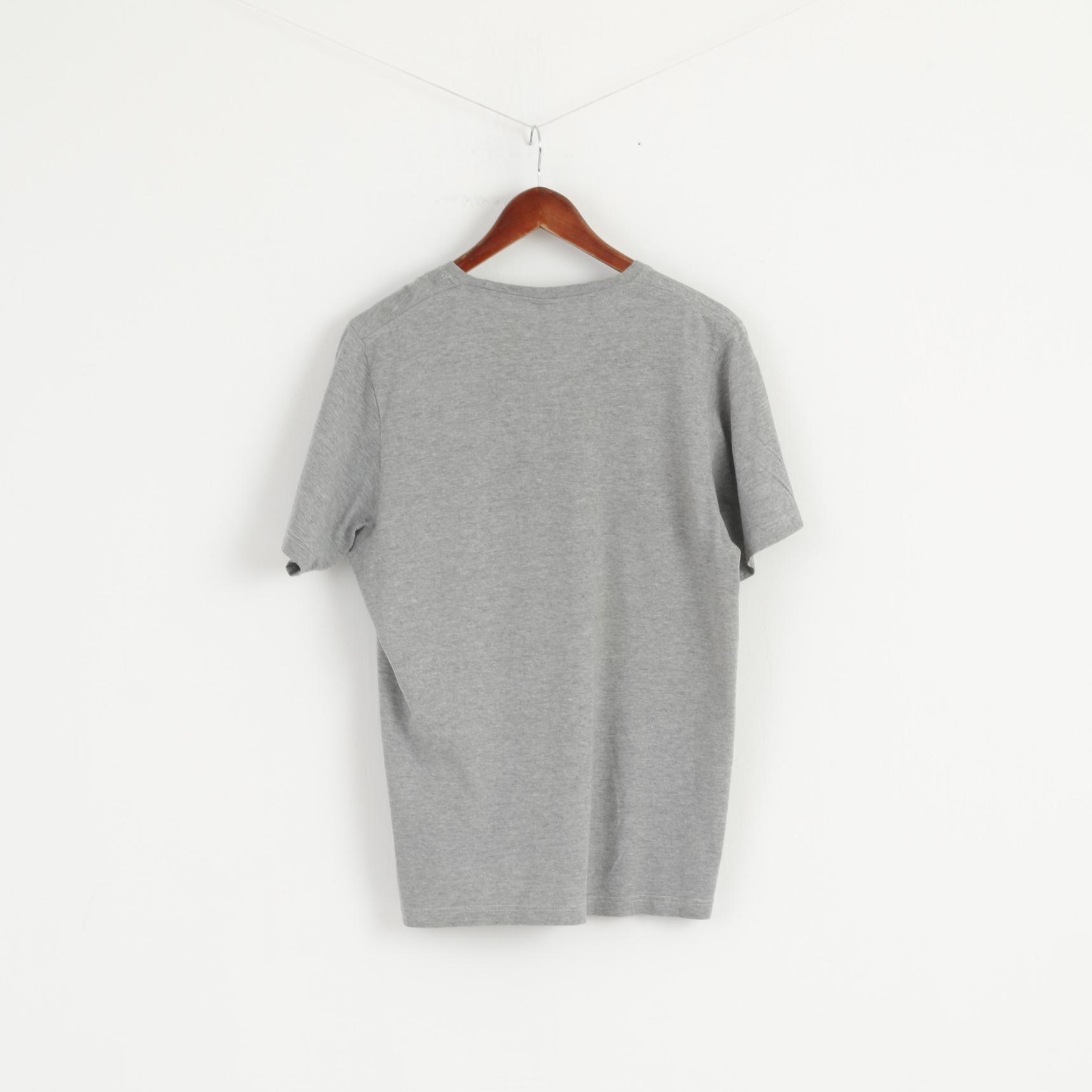 Adidas Men M T- Shirt Grey Graphic Liverpool Football Cotton Short Sleeve Top