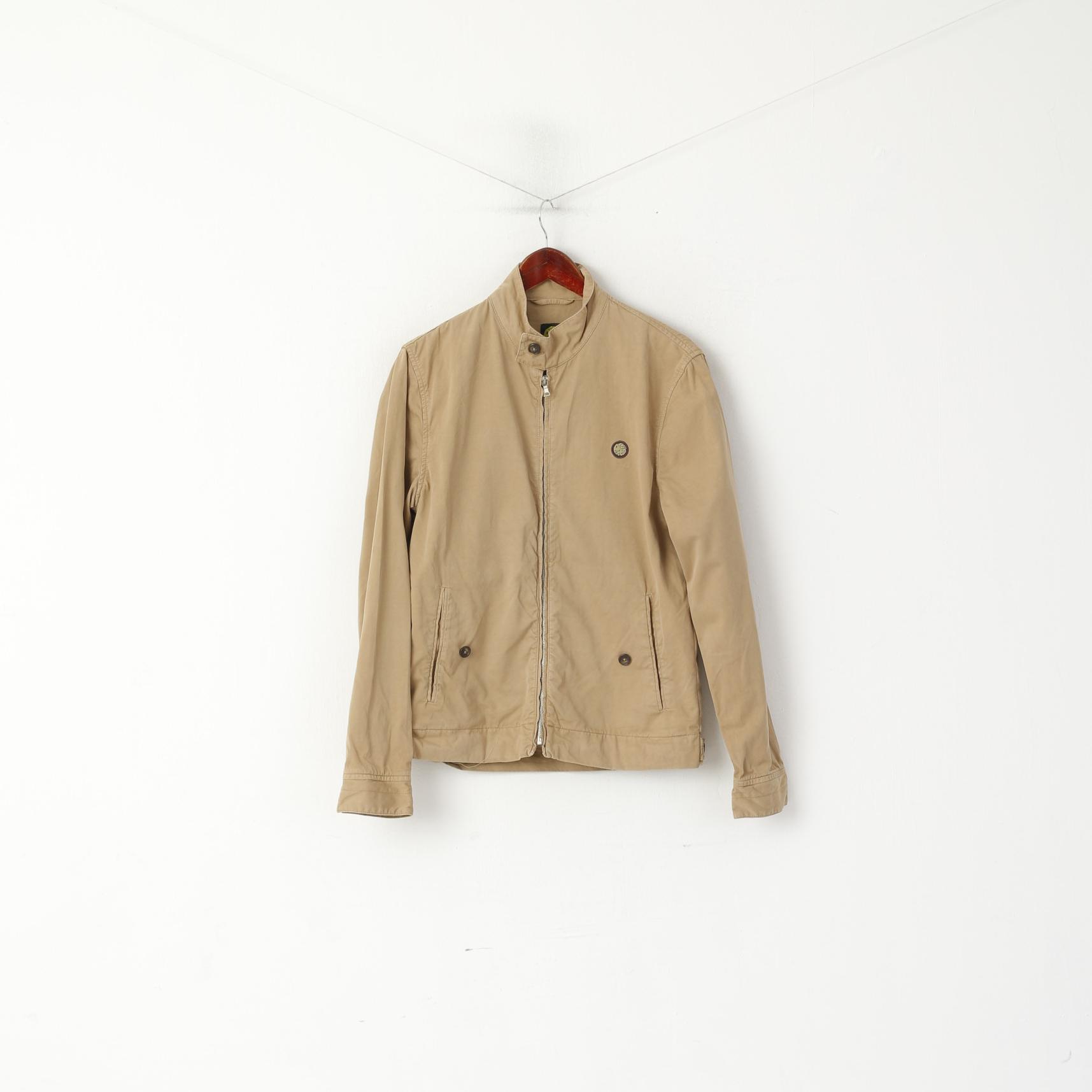 Giacca da uomo piuttosto verde, top Harrington casual, vestibilità slim, in cotone marrone, con cerniera intera