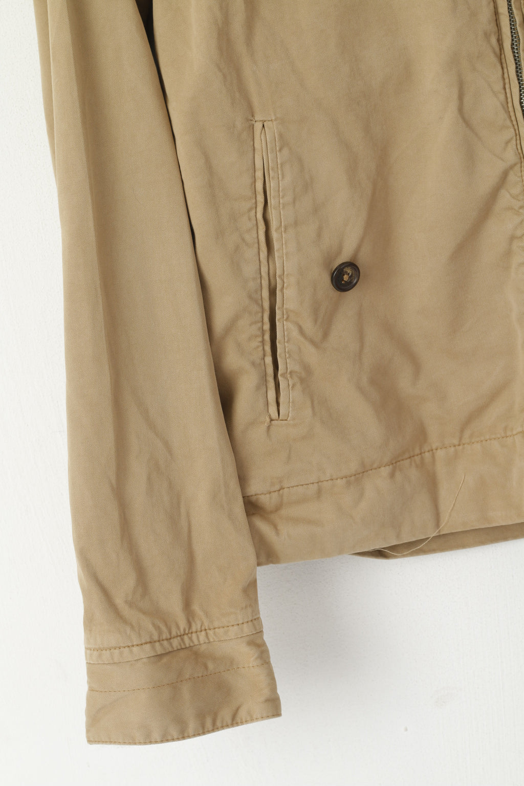 Giacca da uomo piuttosto verde, top Harrington casual, vestibilità slim, in cotone marrone, con cerniera intera