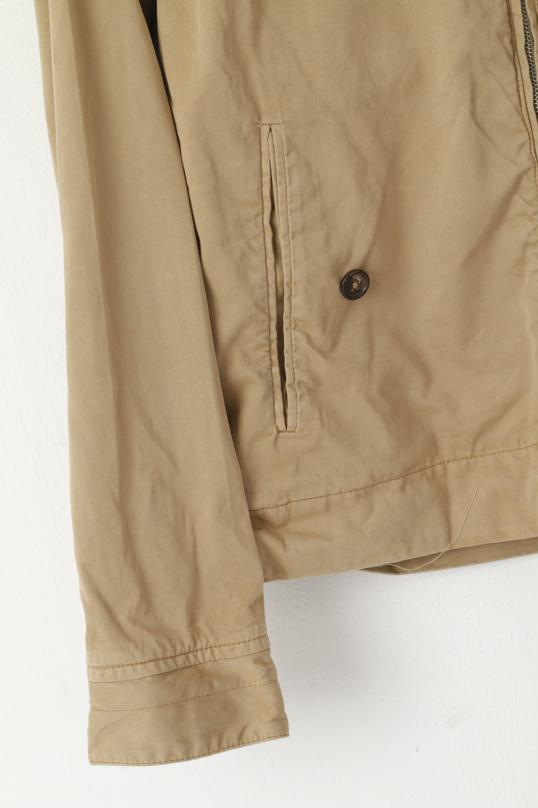 Giacca da uomo piuttosto verde, top Harrington casual, vestibilità slim, in cotone marrone, con cerniera intera